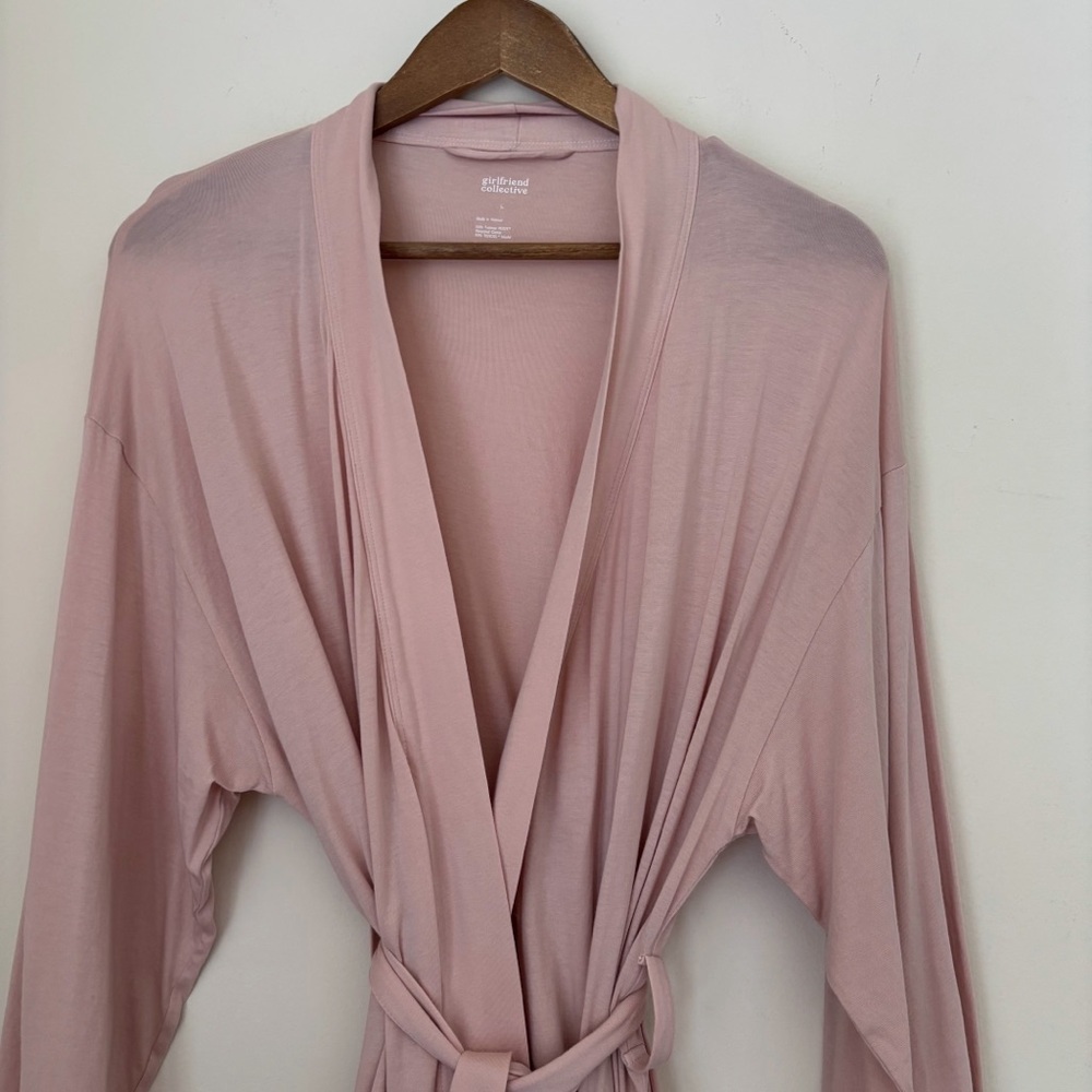 Girlfriend Collective Blush Pink Dawn Dream Robe Large Loungewear - Picture 3 of 5
